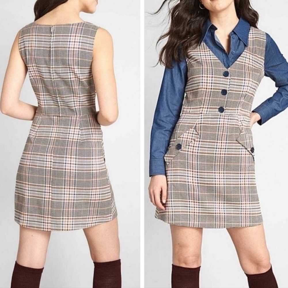 Modcloth In It to Win It Pinafore Plaid Mini Dress Size 14